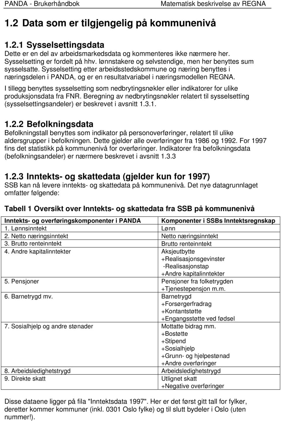 I illegg benyes sysselseing som nedbyingsnøle elle indiaoe o ulie odusjonsdaa a FNR. Beegning av nedbyingsnøle elae il sysselseing (sysselseingsandele) e beseve i avsni 1.3.1. 1.2.