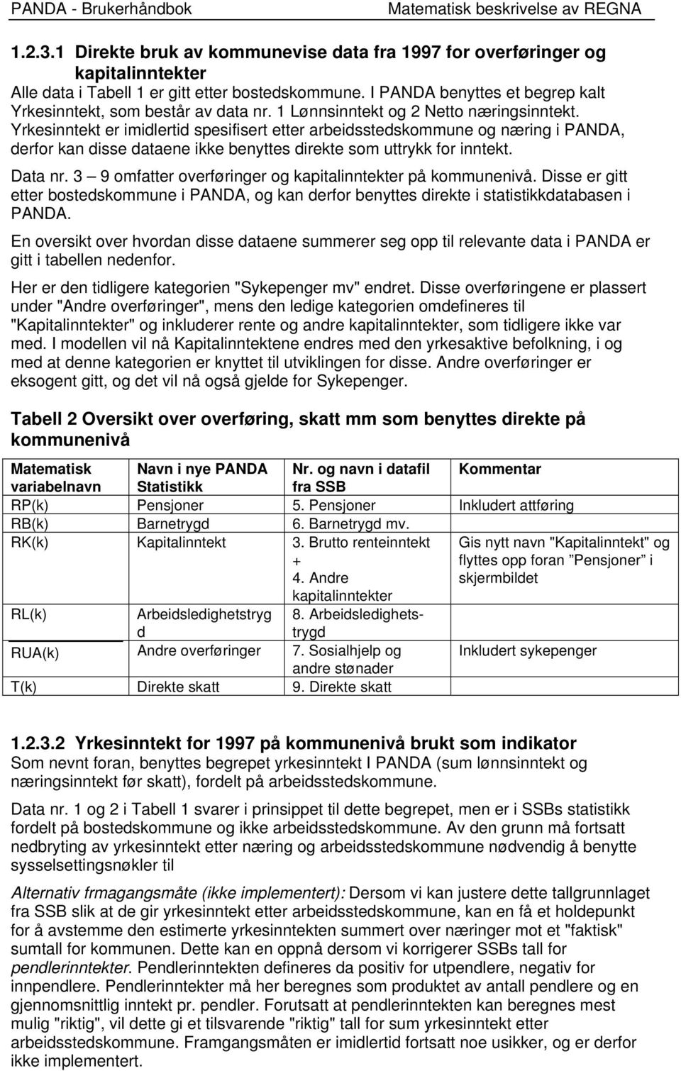 Daa n. 3 9 omae oveøinge og aialinnee å ommunenivå. Disse e gi ee bosedsommune i PANDA, og an deo benyes diee i saisidaabasen i PANDA.