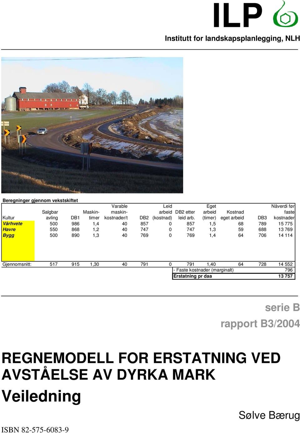 Kostnad eget arbeid DB3 Vårhvete 500 986 1,4 40 857 0 857 1,5 68 789 15 775 Havre 550 868 1,2 40 747 0 747 1,3 59 688 13 769 Bygg 500 890 1,3 40 769 0 769 1,4 64