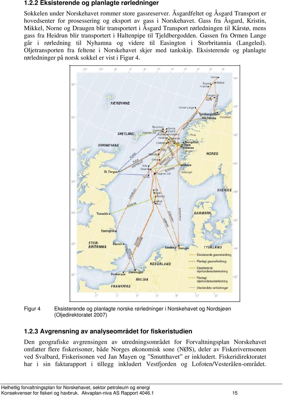Gassen fra Ormen Lange går i rørledning til Nyhamna og videre til Easington i Storbritannia (Langeled). Oljetransporten fra feltene i Norskehavet skjer med tankskip.