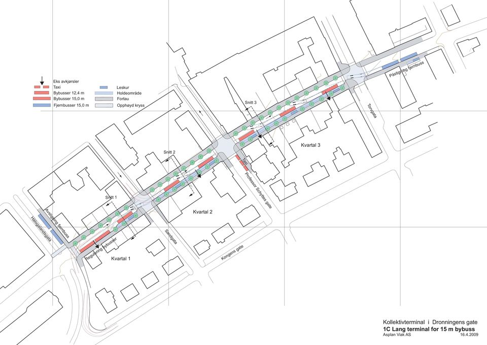 2009 Taxi Professor Schyttes gate Kongens gate Snitt 2 Snitt 3 Sandgata Regulering bybusser Snitt 1