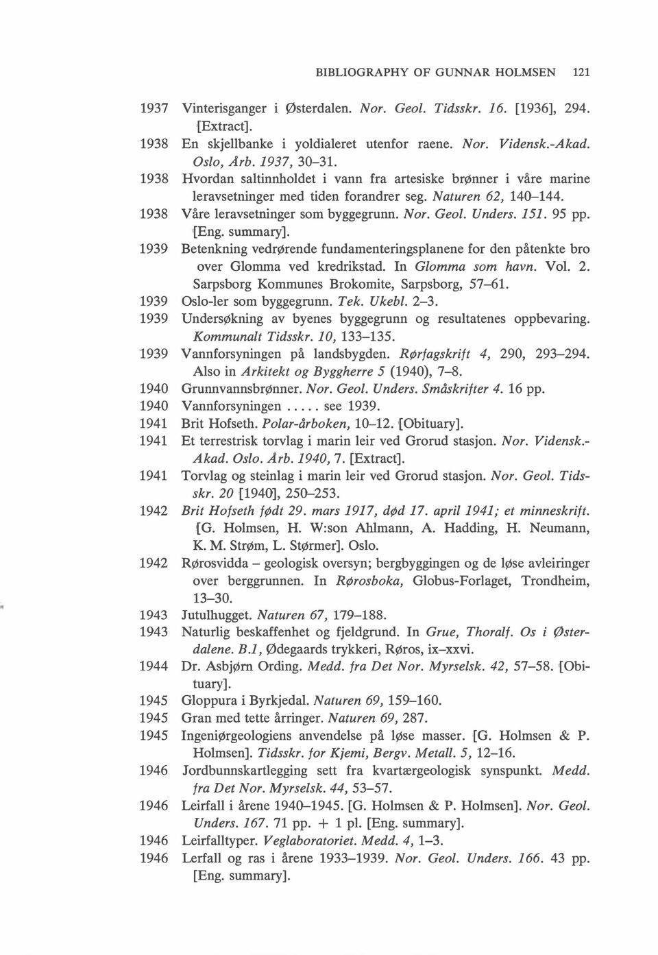 Unders. 151. 95 pp. '[Eng. summary]. 1939 Betenkning vedrørende fundamenteringsplanene for den påtenkte bro over Glomma ved kredrikstad. In Glomma som havn. Vol. 2.