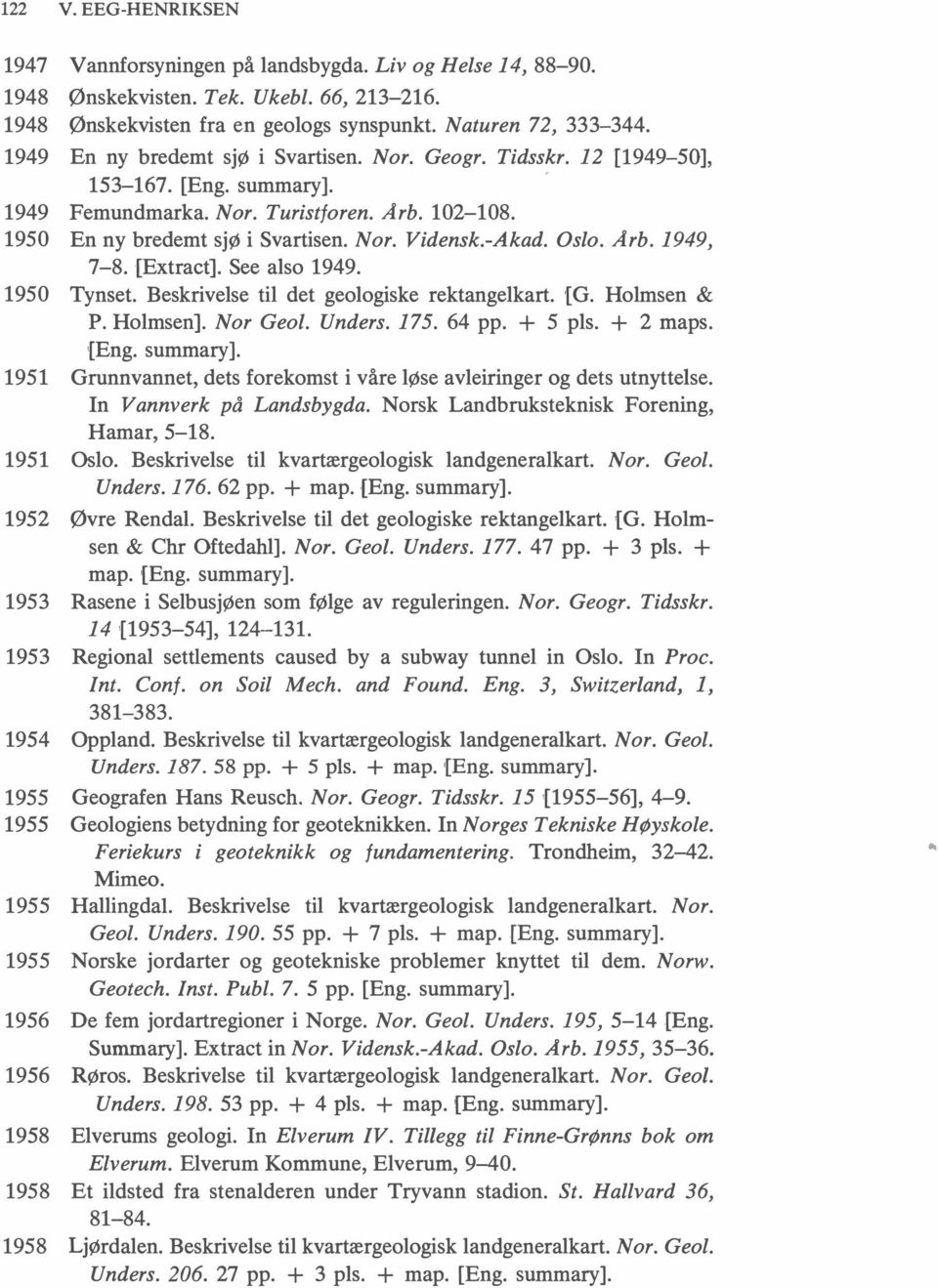 -Akad. Oslo. Arb. 1949, 7-8. [Extract]. See also 1949. 1950 Tynset. Beskrivelse til det geologiske rektangelkart. '[G. Holmsen & P. Holmsen]. Nor Geo[. Unders. 175. 64 pp. + 5 pls. + 2 maps. [Eng.