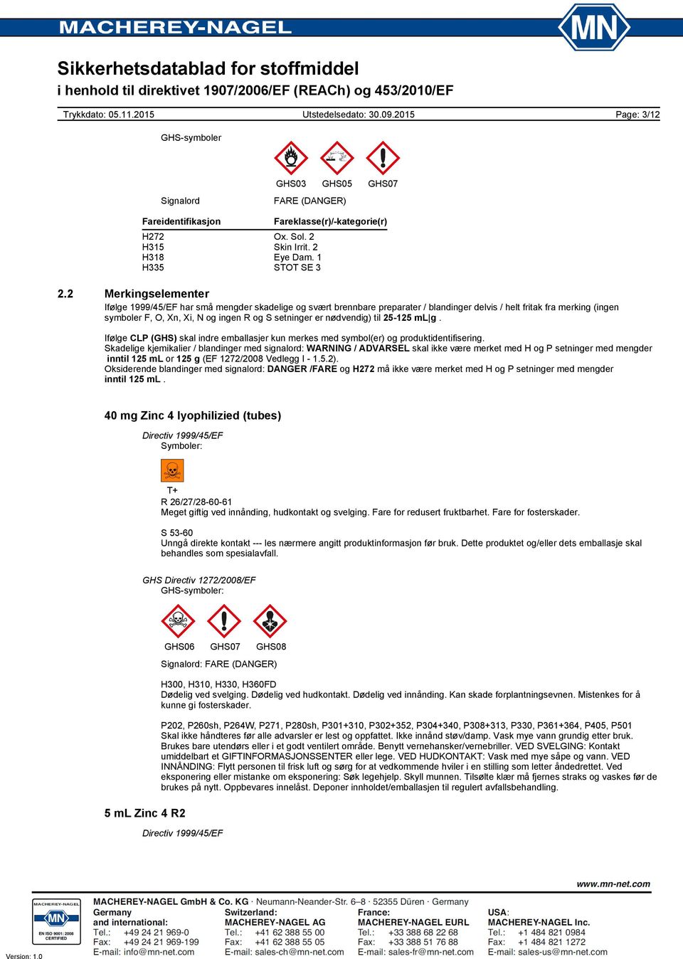 er nødvendig) til 25-125 ml g. Ifølge CLP (GHS) skal indre emballasjer kun merkes med symbol(er) og produktidentifisering.