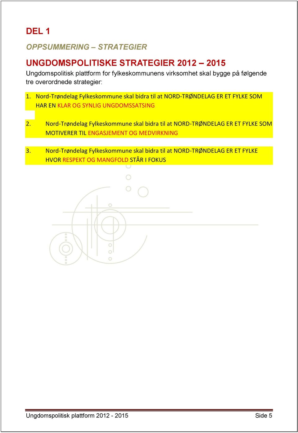 Nord-Trøndelag Fylkeskommune skal bidra til at NORD-TRØNDELAG ER ET FYLKE SOM HAR EN KLAR OG SYNLIG UNGDOMSSATSING 2.