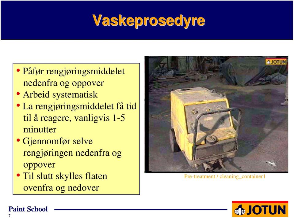 1-5 minutter Gjennomfør selve rengjøringen nedenfra og oppover Til