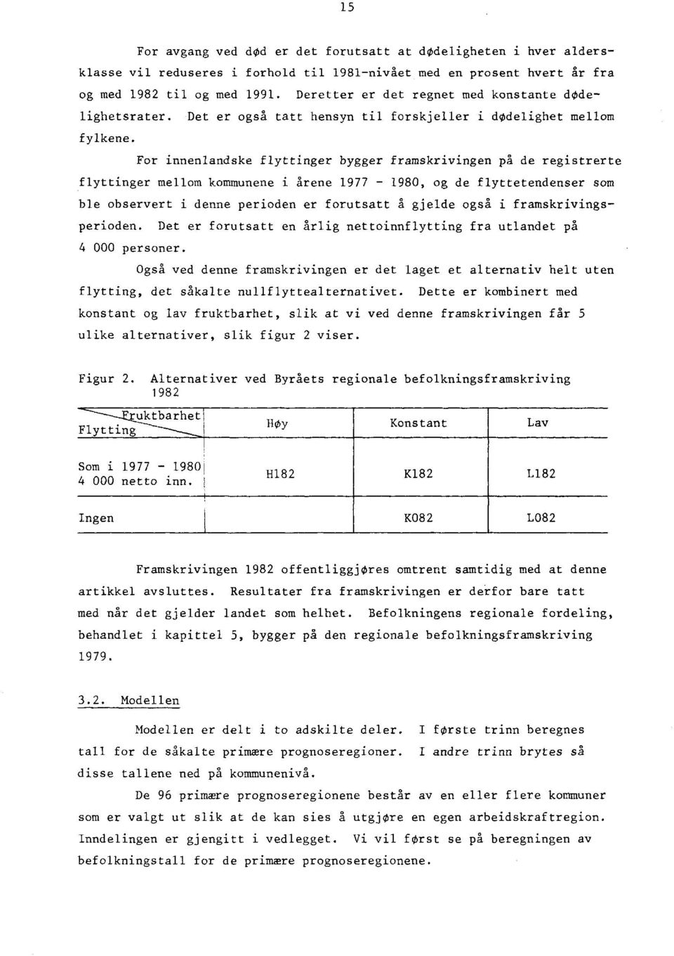 For innenlandske flyttinger bygger framskrivingen på de registrerte flyttinger mellom kommunene i årene 1977-1980, og de flyttetendenser som ble observert i denne perioden er forutsatt å gjelde også