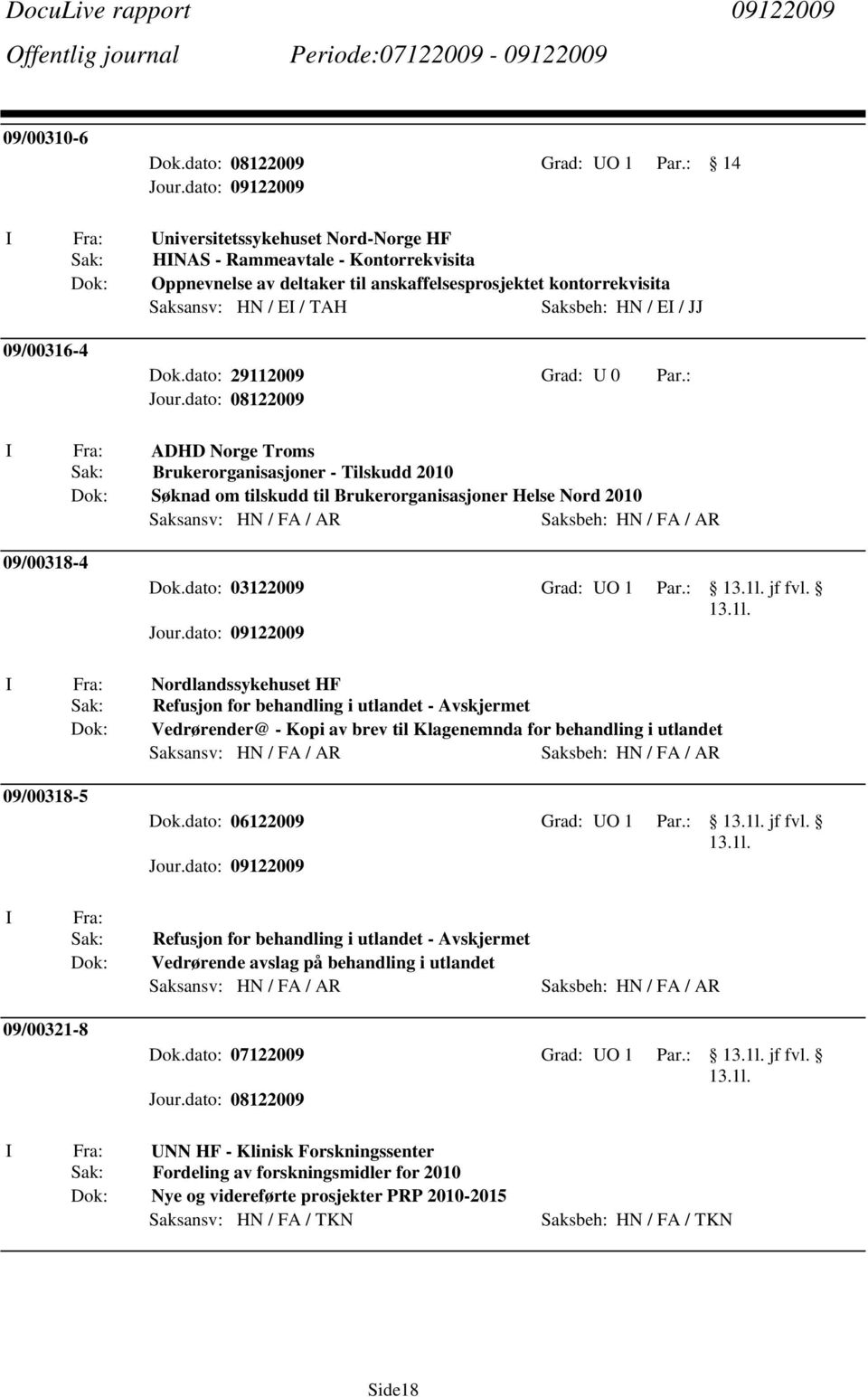 09/00316-4 Dok.dato: 29112009 Grad: U 0 Par.