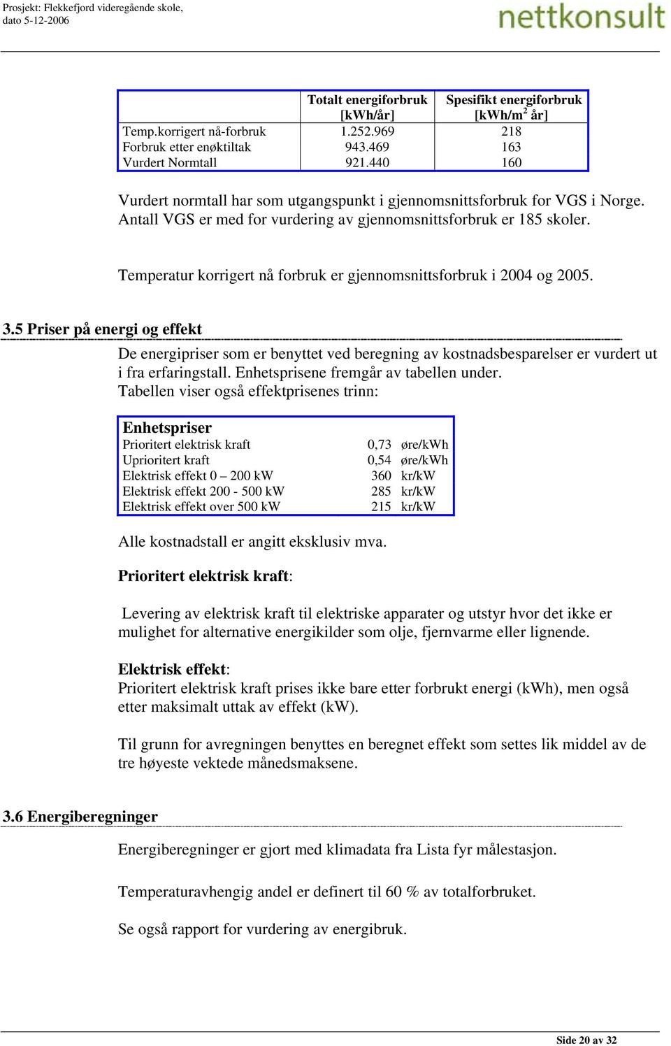 Temperatur korrigert nå forbruk er gjennomsnittsforbruk i 2004 og 2005. 3.