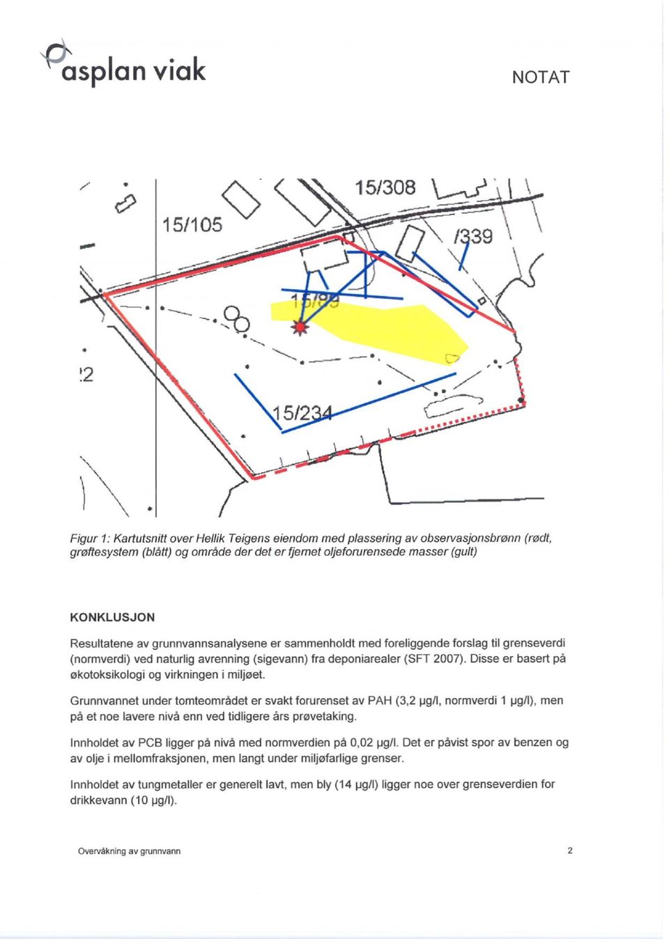 av grunnvannsanalysene er sammenholdt med foreliggende forslag til grenseverdi (normverdi) ved naturlig avrenning (sigevann) fra deponiarealer (SFT 2007).