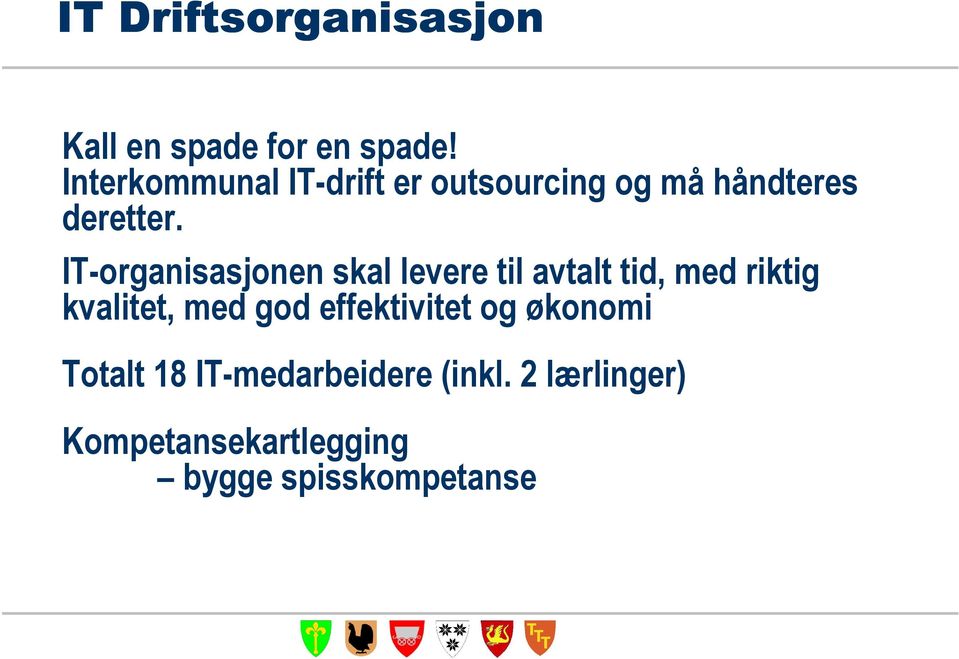 IT-organisasjonen skal levere til avtalt tid, med riktig kvalitet, med god