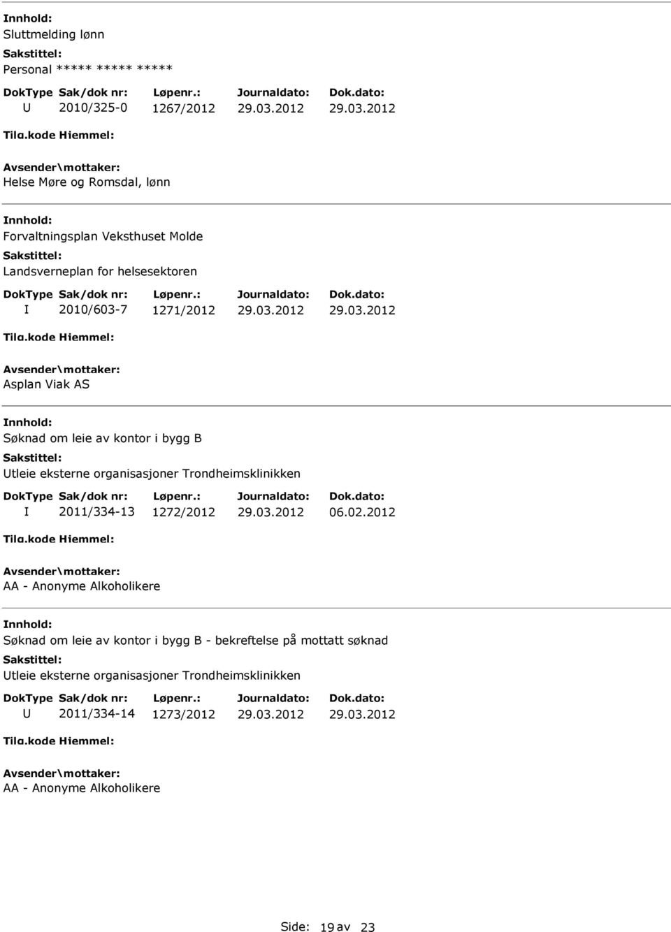 Trondheimsklinikken 2011/334-13 1272/2012 06.02.