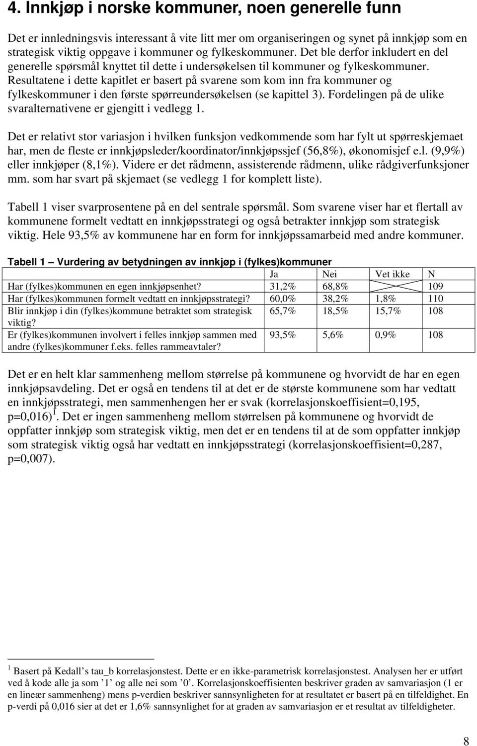 Resultatene i dette kapitlet er basert på svarene som kom inn fra kommuner og fylkeskommuner i den første spørreundersøkelsen (se kapittel 3).