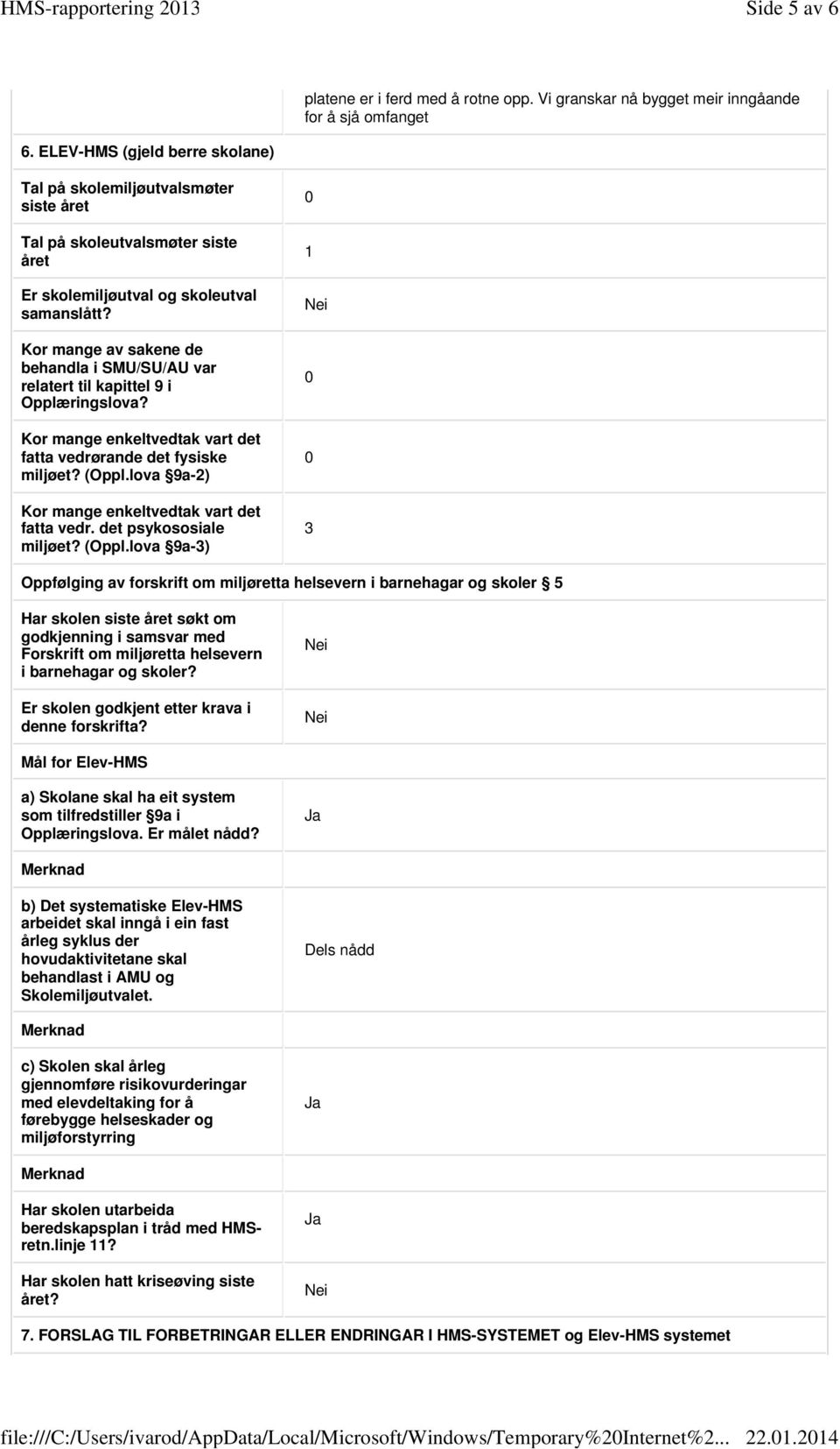 Kor mange av sakene de behandla i SMU/SU/AU var relatert til kapittel 9 i Opplæringslova? Kor mange enkeltvedtak vart det fatta vedrørande det fysiske miljøet? (Oppl.