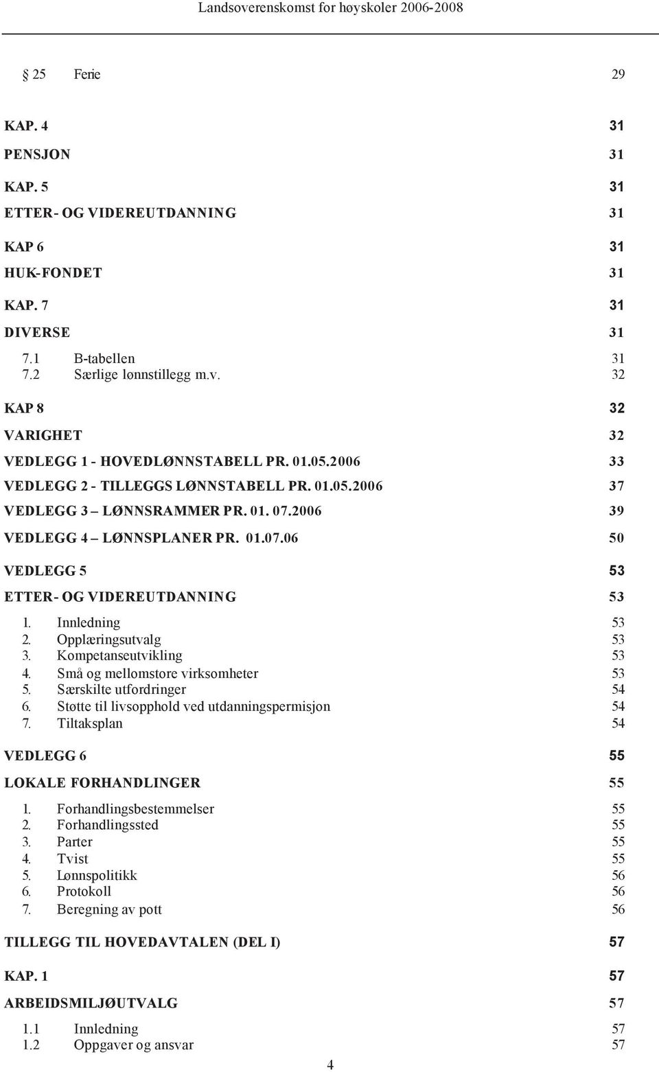 2006 39 VEDLEGG 4 LØNNSPLANER PR. 01.07.06 50 VEDLEGG 5 53 ETTER- OG VIDEREUTDANNING 53 1. Innledning 53 2. Opplæringsutvalg 53 3. Kompetanseutvikling 53 4. Små og mellomstore virksomheter 53 5.