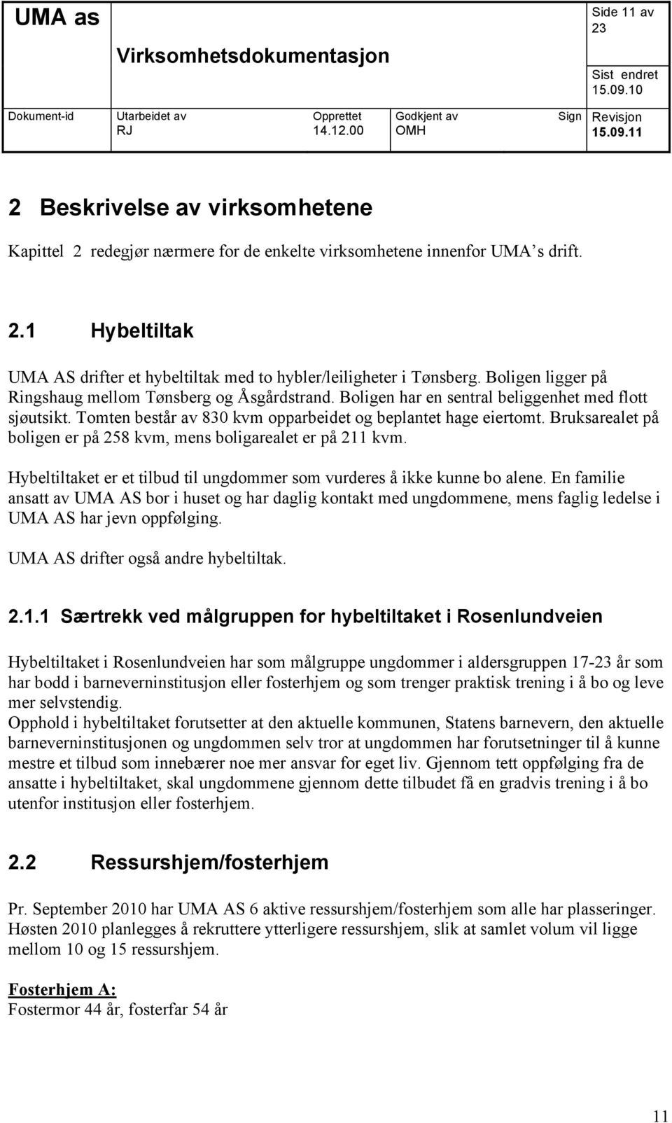 Bruksarealet på boligen er på 258 kvm, mens boligarealet er på 211 kvm. Hybeltiltaket er et tilbud til ungdommer som vurderes å ikke kunne bo alene.