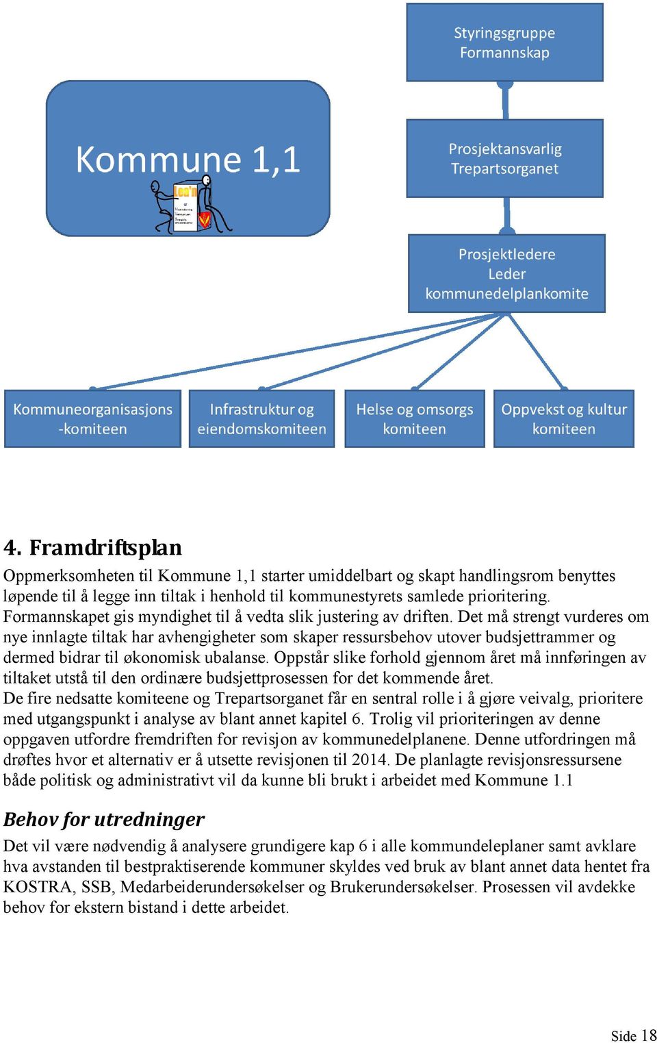 Det må strengt vurderes om nye innlagte tiltak har avhengigheter som skaper ressursbehov utover budsjettrammer og dermed bidrar til økonomisk ubalanse.