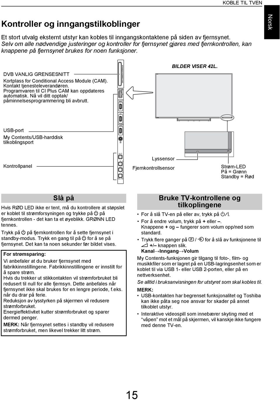 DVB VANLIG GRENSESNITT Kortplss for Conitionl Aess Moule (CAM). Kontkt tjenestelevernøren. Progrmvren til CI Plus CAM kn oppteres utomtisk. Nå vil itt opptk/ påminnelsesprogrmmering li vrutt.