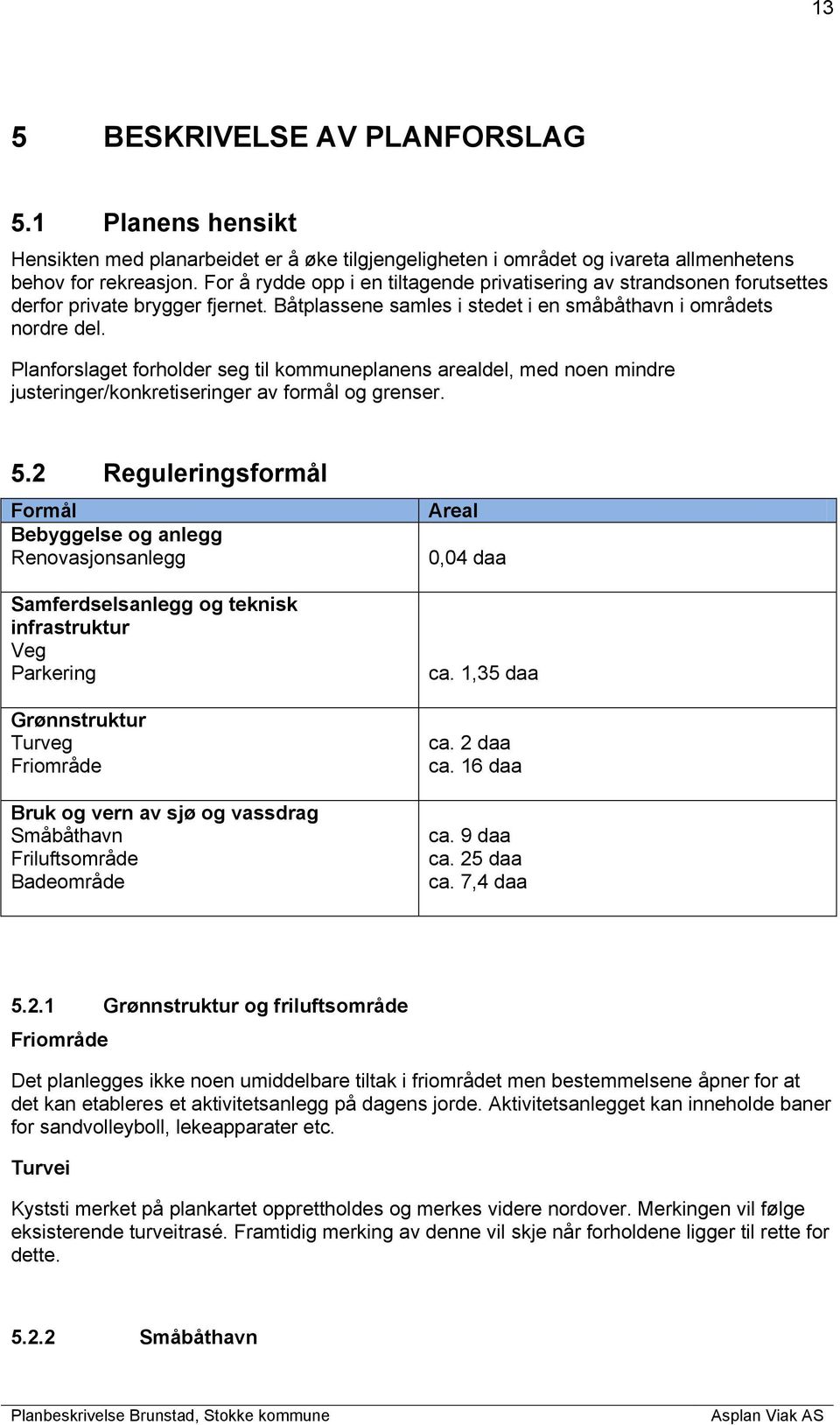 Planforslaget forholder seg til kommuneplanens arealdel, med noen mindre justeringer/konkretiseringer av formål og grenser. 5.