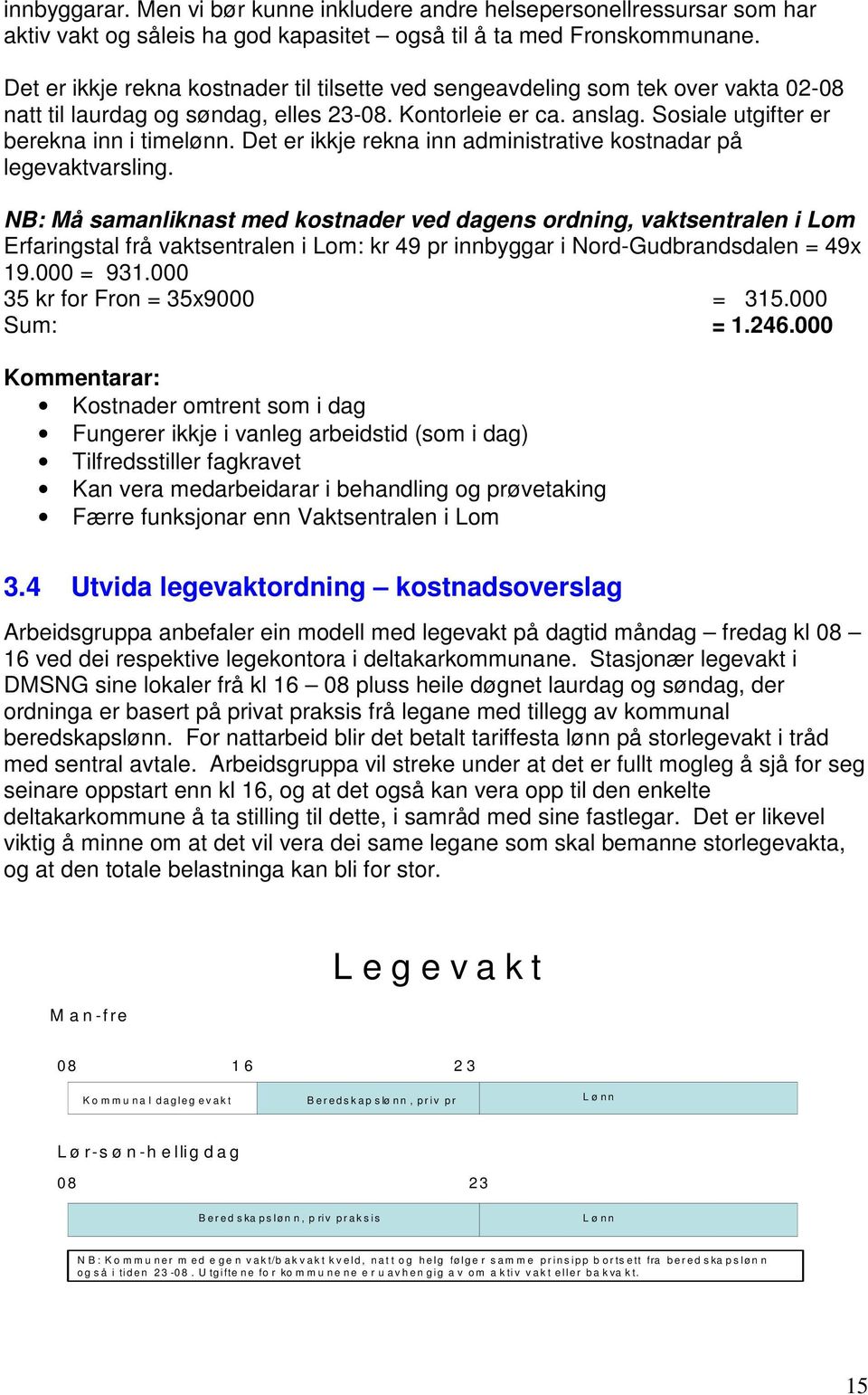 Det er ikkje rekna inn administrative kostnadar på legevaktvarsling.