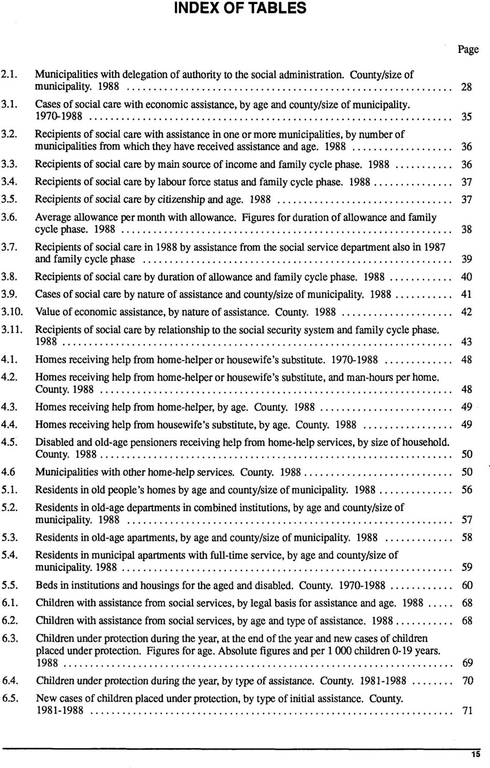 1988 36 3.4. Recipients of social care by labour force status and family cycle phase. 1988 37 3.5. Recipients of social care by citizenship and age. 1988 37 3.6. Average allowance per month with allowance.