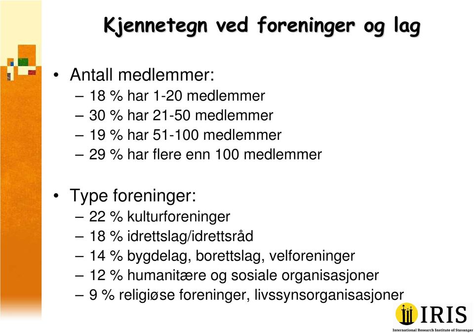 kulturforeninger 18 % idrettslag/idrettsråd 14 % bygdelag, borettslag, velforeninger 12