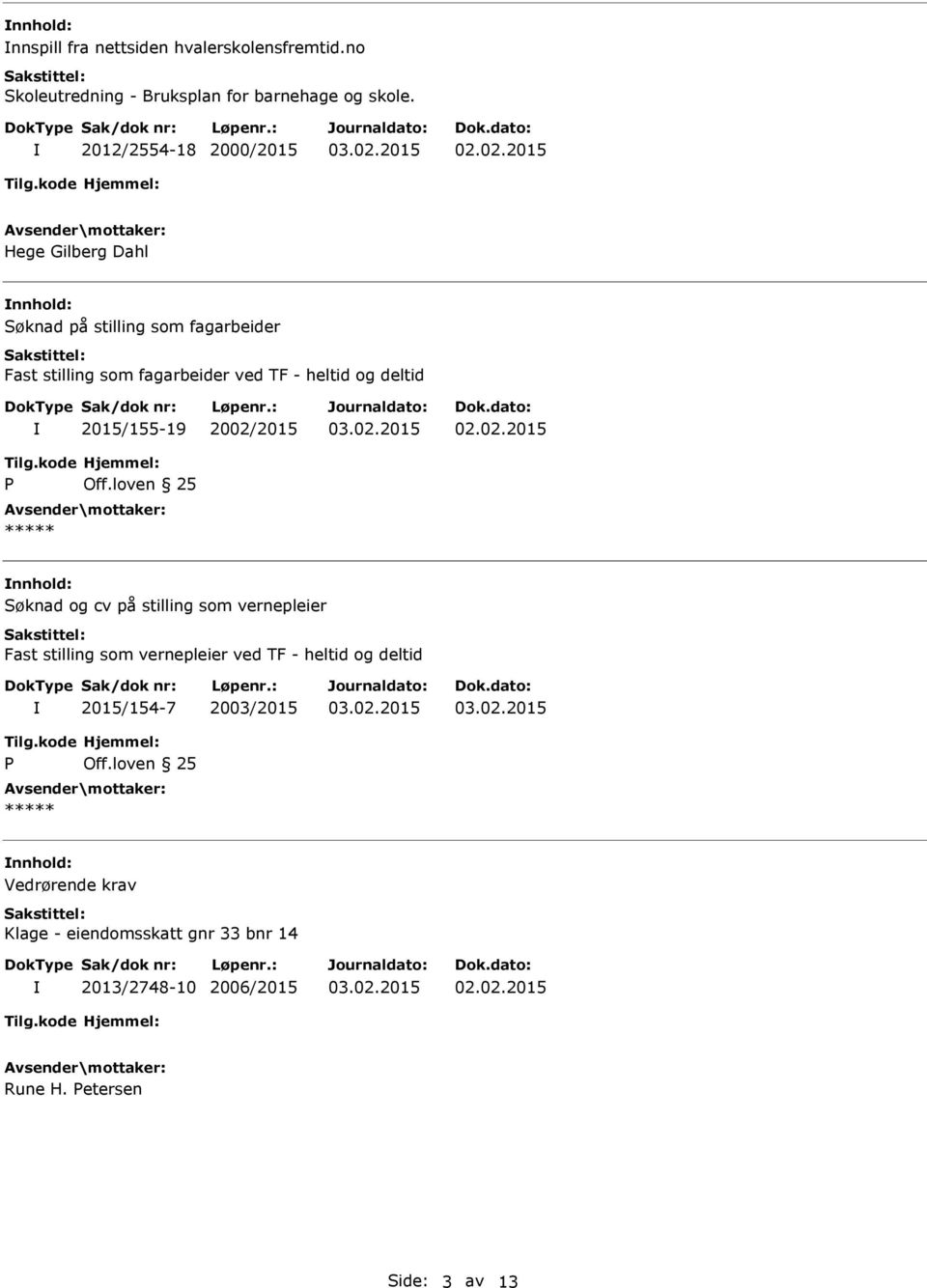 2015/155-19 2002/2015 Tilg.kode P Hjemmel: Off.