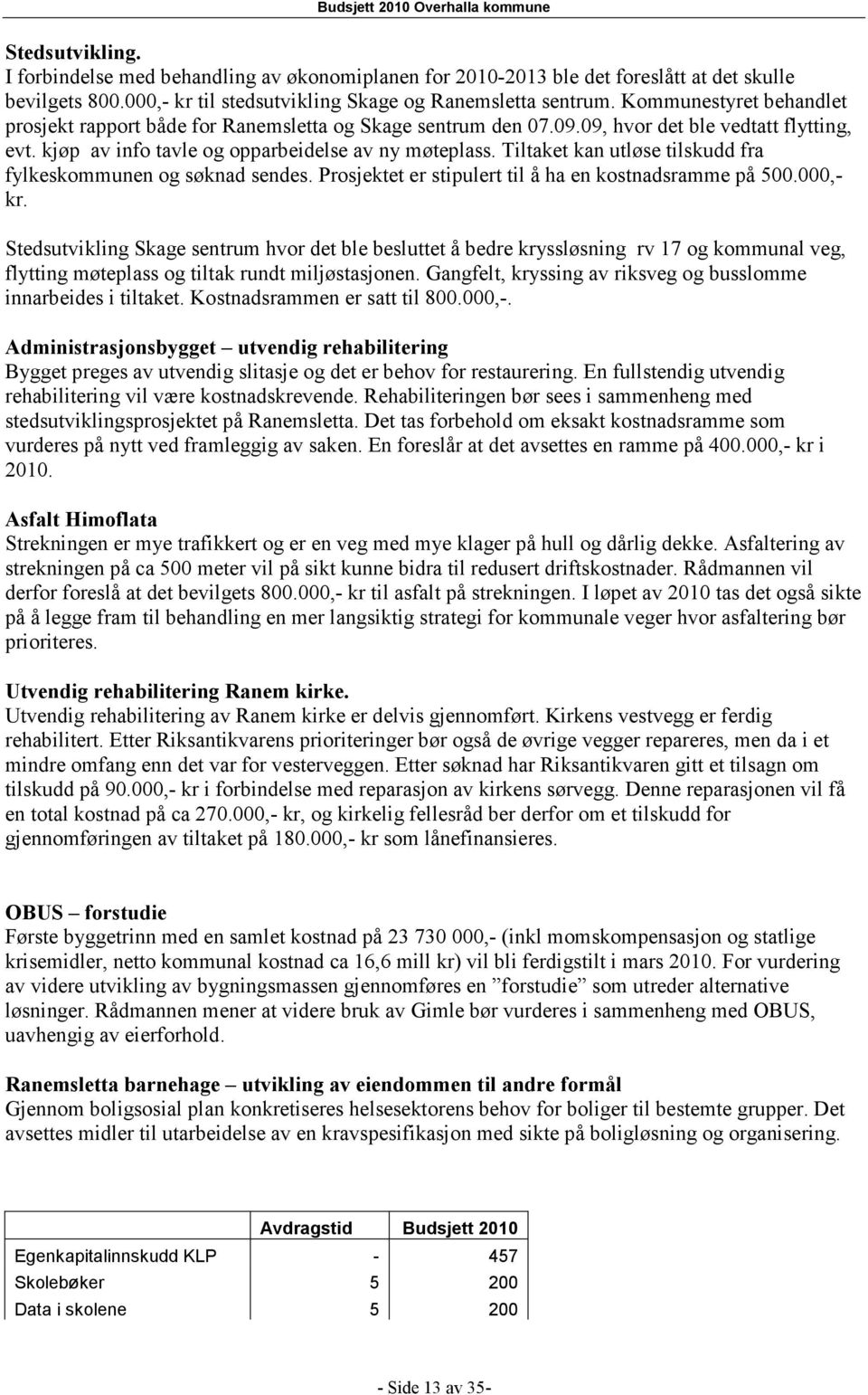 Tiltaket kan utløse tilskudd fra fylkeskommunen og søknad sendes. Prosjektet er stipulert til å ha en kostnadsramme på 500.000,- kr.