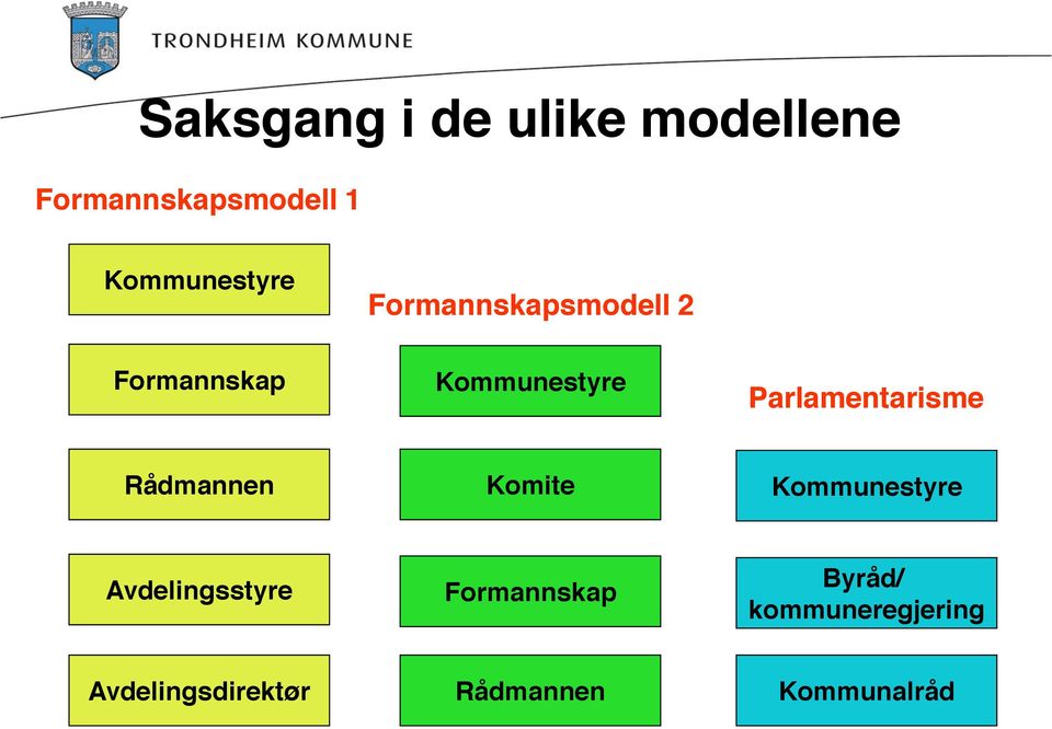 Parlamentarisme Rådmannen Komite Kommunestyre Avdelingsstyre