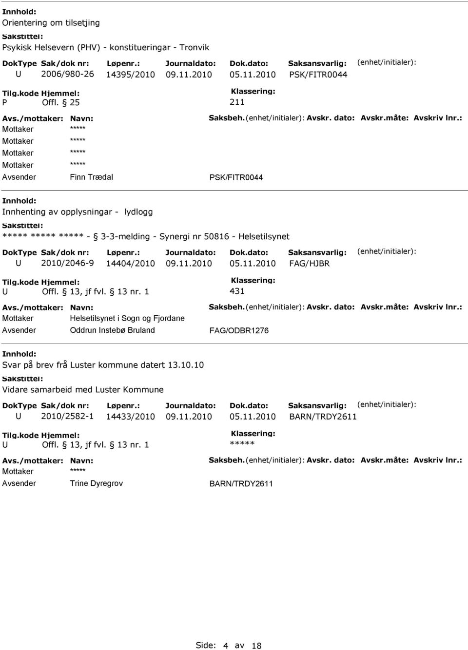 Helsetilsynet 2010/2046-9 14404/2010 05.11.