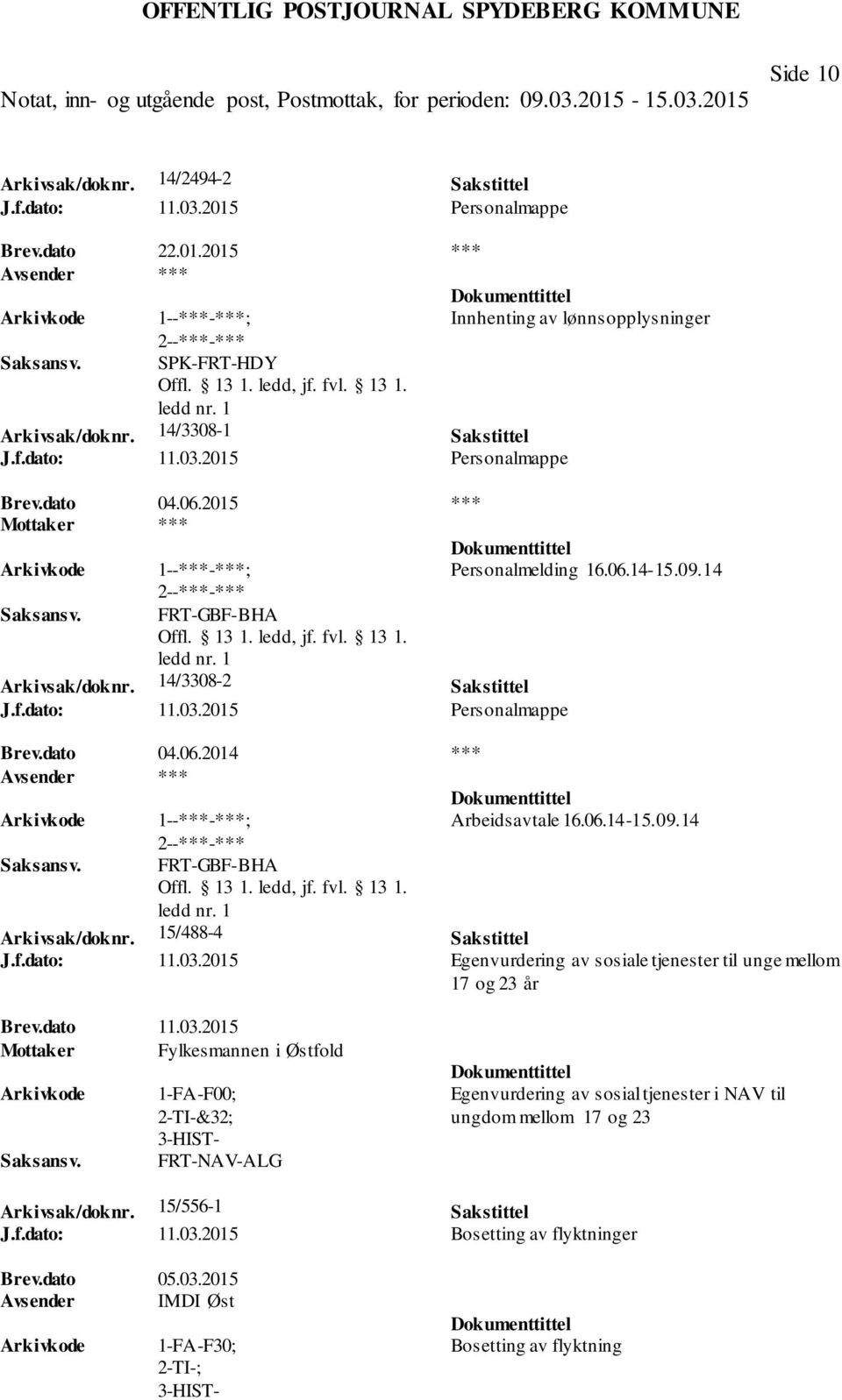 f.dato: 11.03.2015 Egenvurdering av sosiale tjenester til unge mellom 17 og 23 år Brev.dato 11.03.2015 Mottaker Fylkesmannen i Østfold 1-FA-F00; 2-TI-&32; 3-HIST- FRT-NAV-ALG Egenvurdering av sosial tjenester i NAV til ungdom mellom 17 og 23 Arkivsak/doknr.