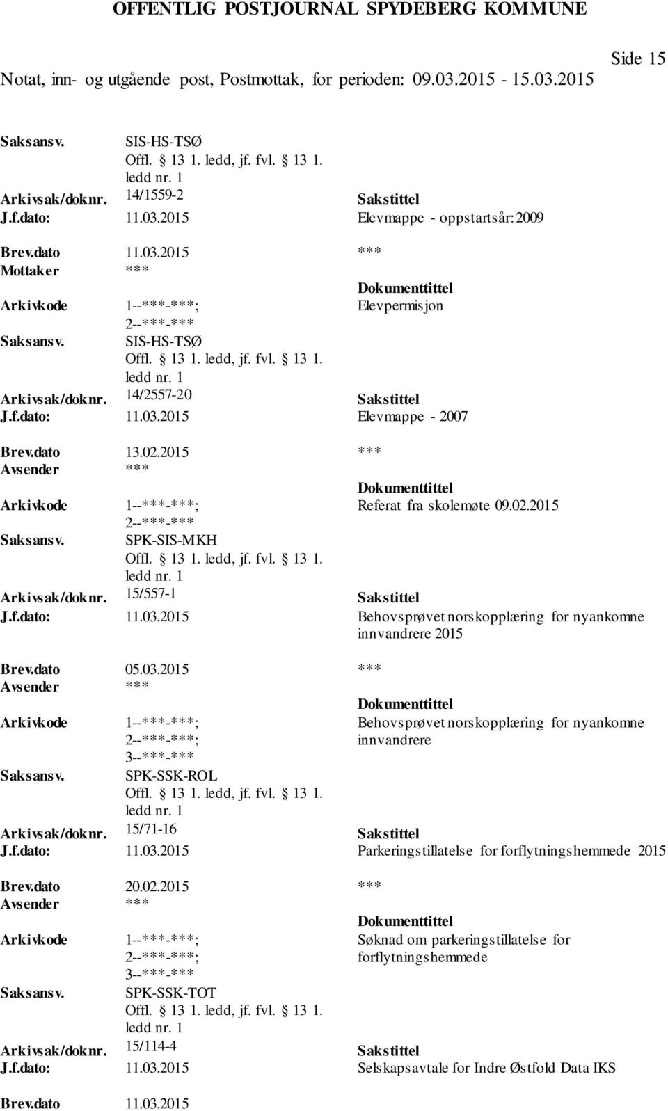 2015 Behovsprøvet norskopplæring for nyankomne innvandrere 2015 Brev.dato 05.03.2015 *** ; 3--***-*** SPK-SSK-ROL Behovsprøvet norskopplæring for nyankomne innvandrere Arkivsak/doknr.