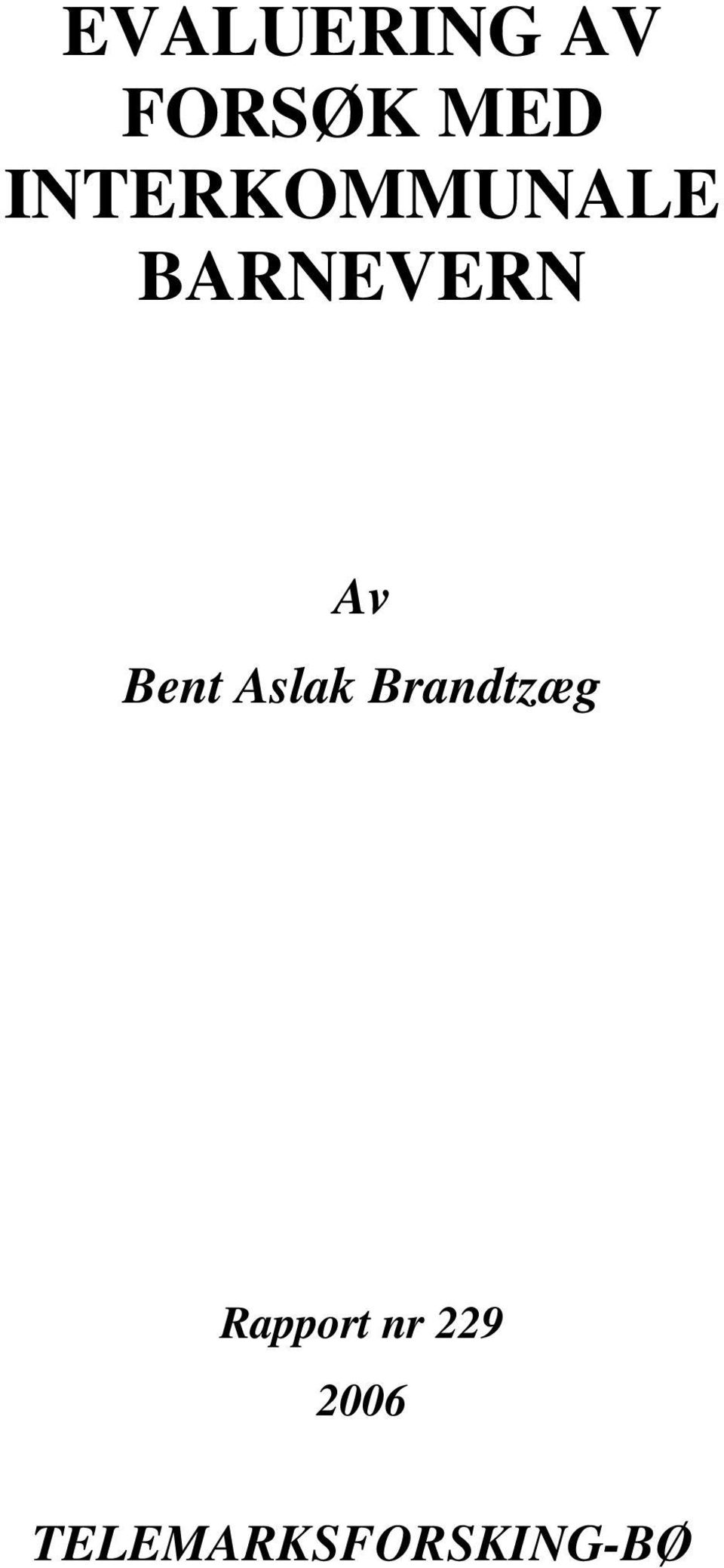 Bent Aslak Brandtzæg Rapport