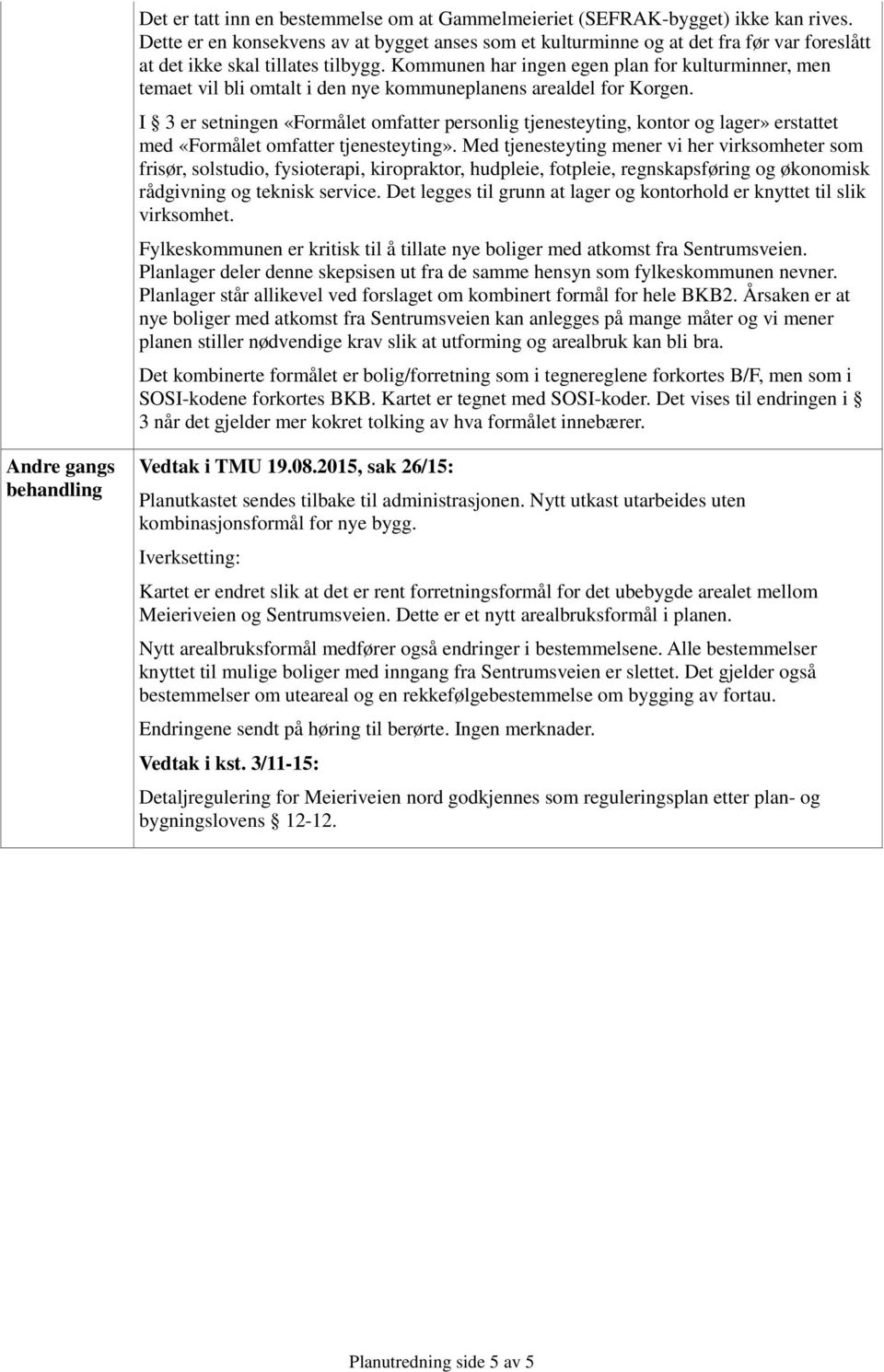 Kommunen har ingen egen plan for kulturminner, men temaet vil bli omtalt i den nye kommuneplanens arealdel for Korgen.