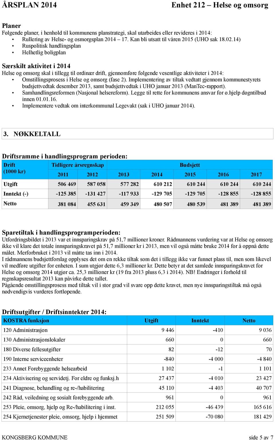 i Helse og omsorg (fase 2). Implementering av tiltak vedtatt gjennom kommunestyrets budsjettvedtak desember 2013, samt budsjettvedtak i UHO januar 2013 (ManTec-rapport).