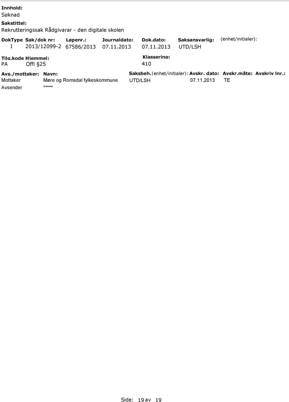 TD/LSH PA Offl 25 410 Mottaker Møre og