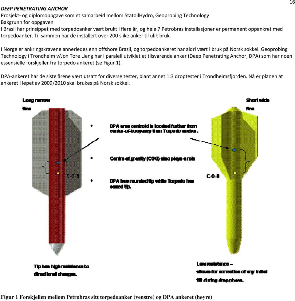 16 I Norge er ankringskravene annerledes enn offshore Brazil, og torpedoankeret har aldri vært i bruk på Norsk sokkel.