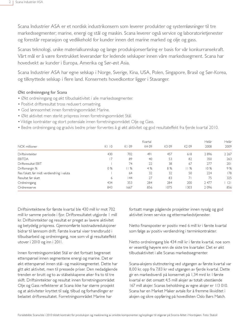 Scanas teknologi, unike materialkunnskap og lange produksjonserfaring er basis for vår konkurransekraft. Vårt mål er å være foretrukket leverandør for ledende selskaper innen våre markedssegment.