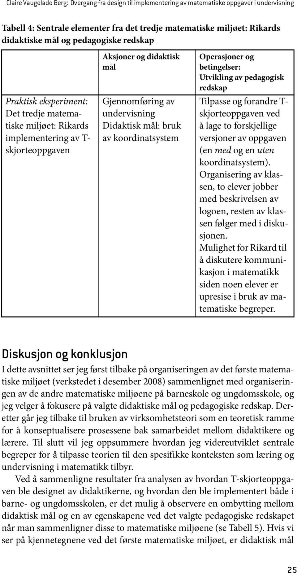 koordinatsystem Operasjoner og betingelser: Utvikling av pedagogisk redskap Tilpasse og forandre T- skjorteoppgaven ved å lage to forskjellige versjoner av oppgaven (en med og en uten