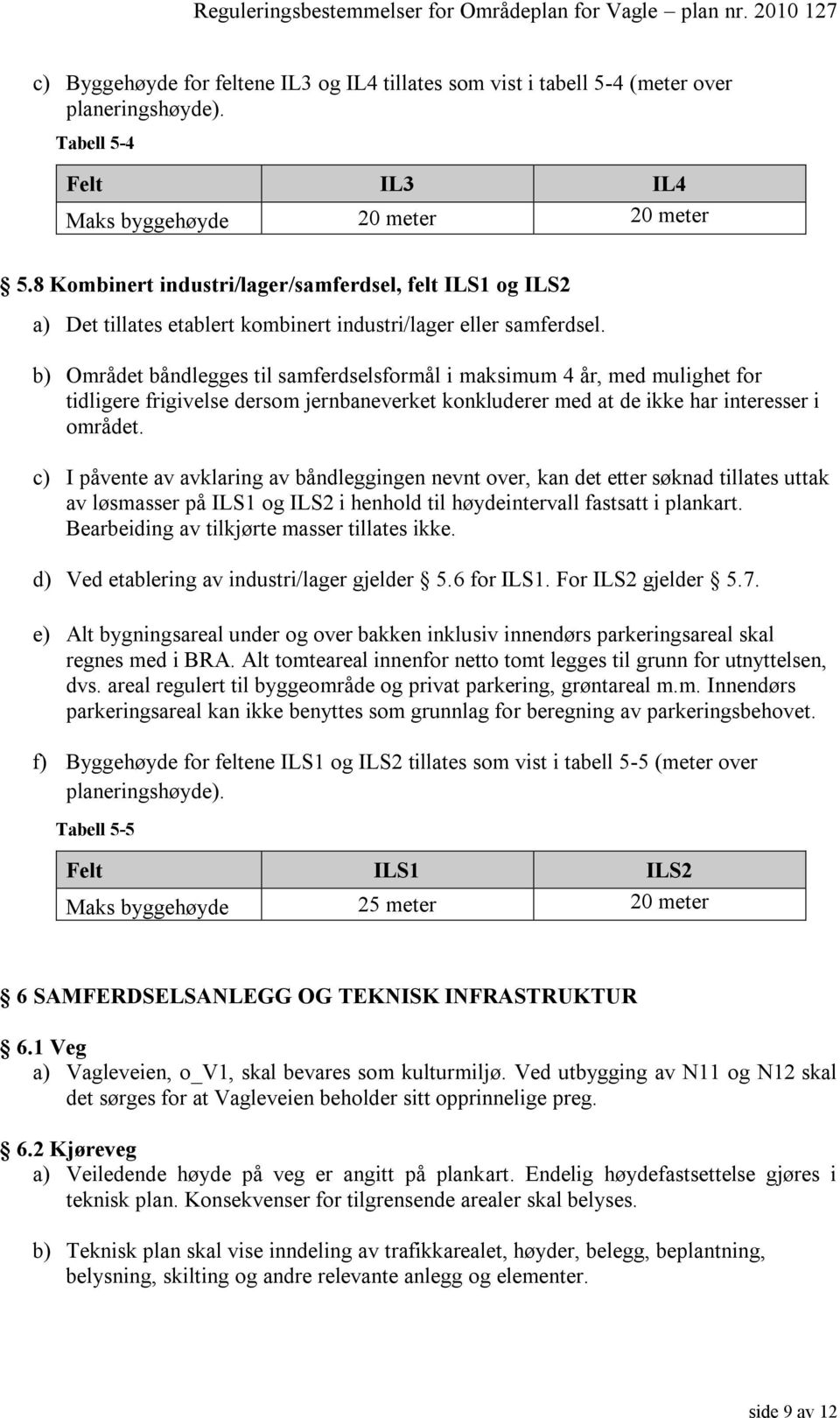 b) Området båndlegges til samferdselsformål i maksimum 4 år, med mulighet for tidligere frigivelse dersom jernbaneverket konkluderer med at de ikke har interesser i området.