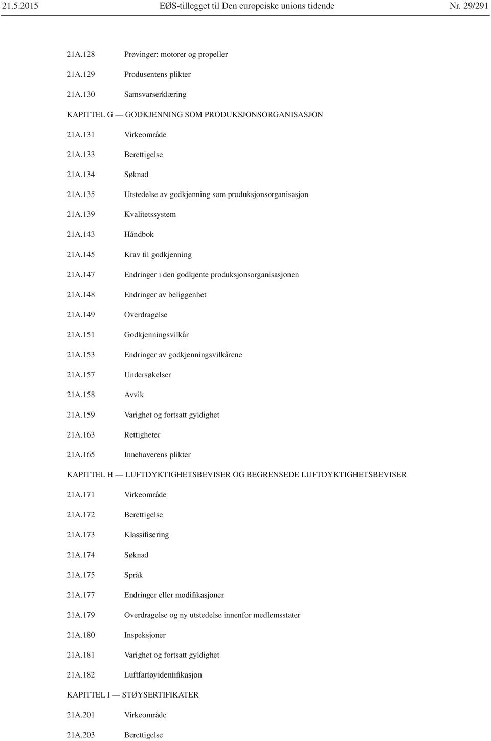 147 Endringer i den godkjente produksjonsorganisasjonen 21A.148 Endringer av beliggenhet 21A.149 Overdragelse 21A.151 Godkjenningsvilkår 21A.153 Endringer av godkjenningsvilkårene 21A.