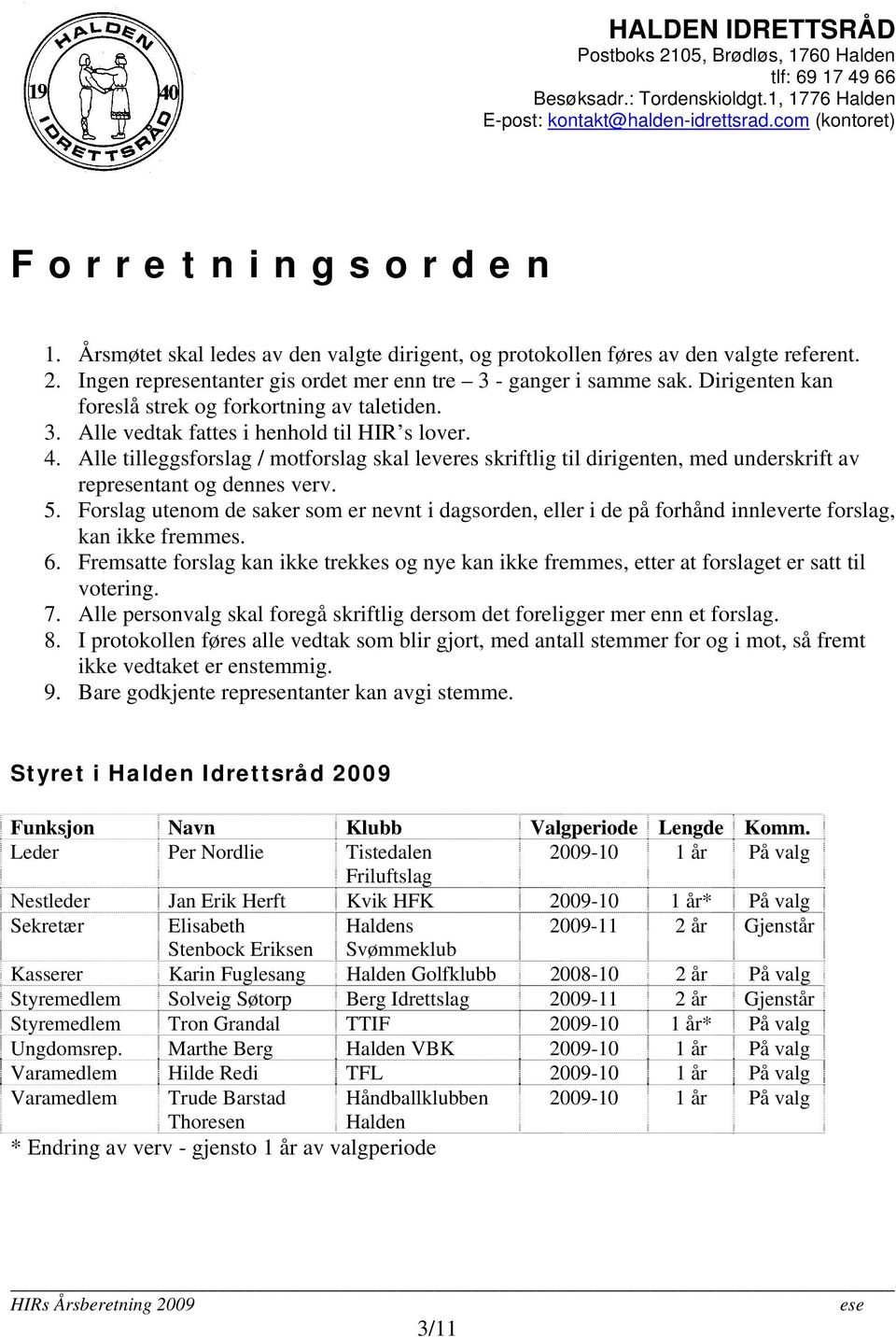 Alle tilleggsforslag / motforslag skal leveres skriftlig til dirigenten, med underskrift av reprntant og dennes verv. 5.