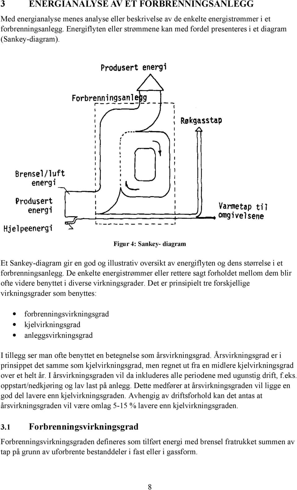 Figur 4: Sankey- diagram Et Sankey-diagram gir en god og illustrativ oversikt av energiflyten og dens størrelse i et forbrenningsanlegg.