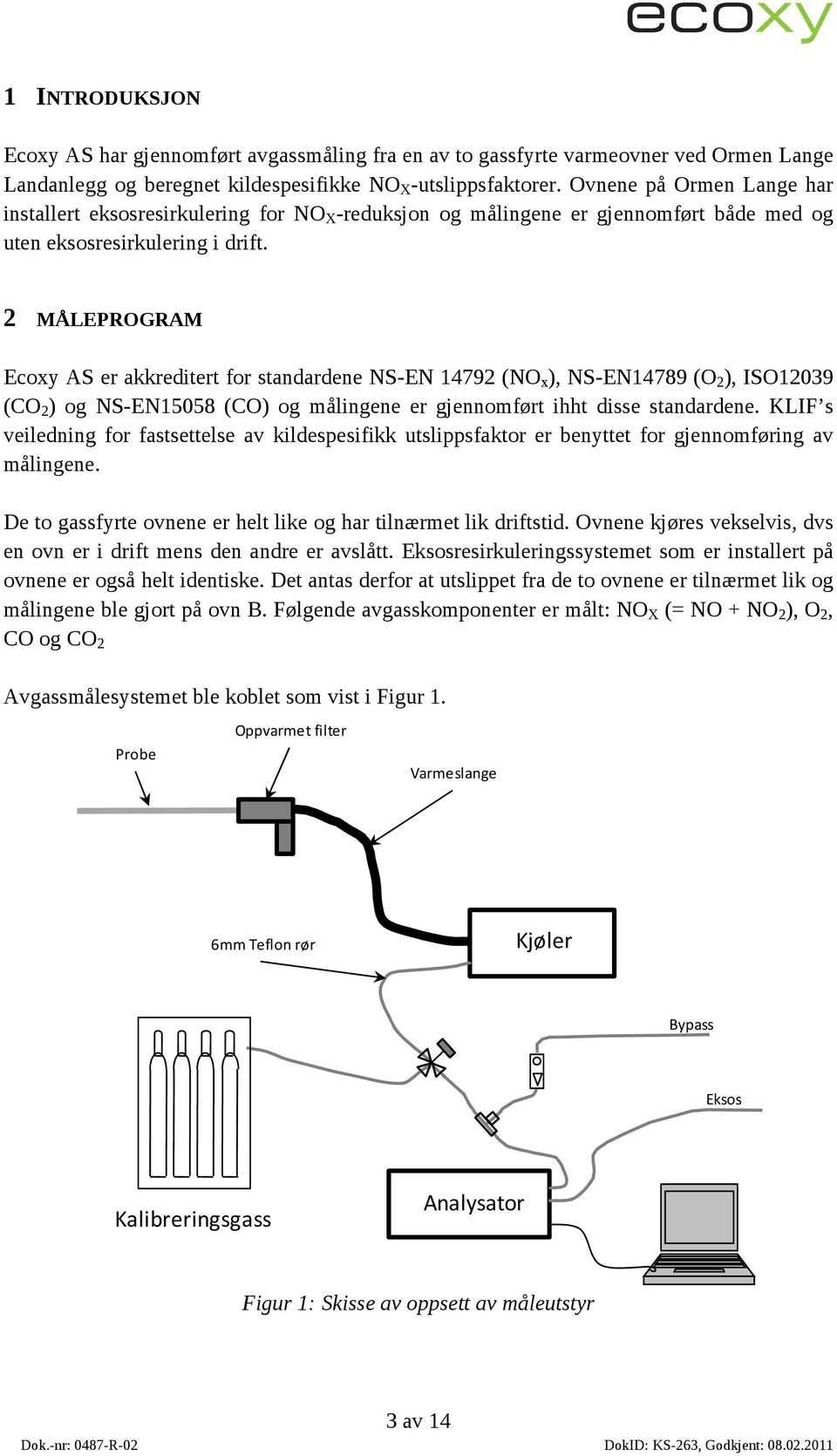 2 MÅLEPROGRAM Ecoxy AS er akkreditert for standardene NS-EN 1472 (NO x ), NS-EN1478 (O 2 ), ISO (CO 2 ) og NS-EN58 (CO) og målingene er gjennomført ihht disse standardene.