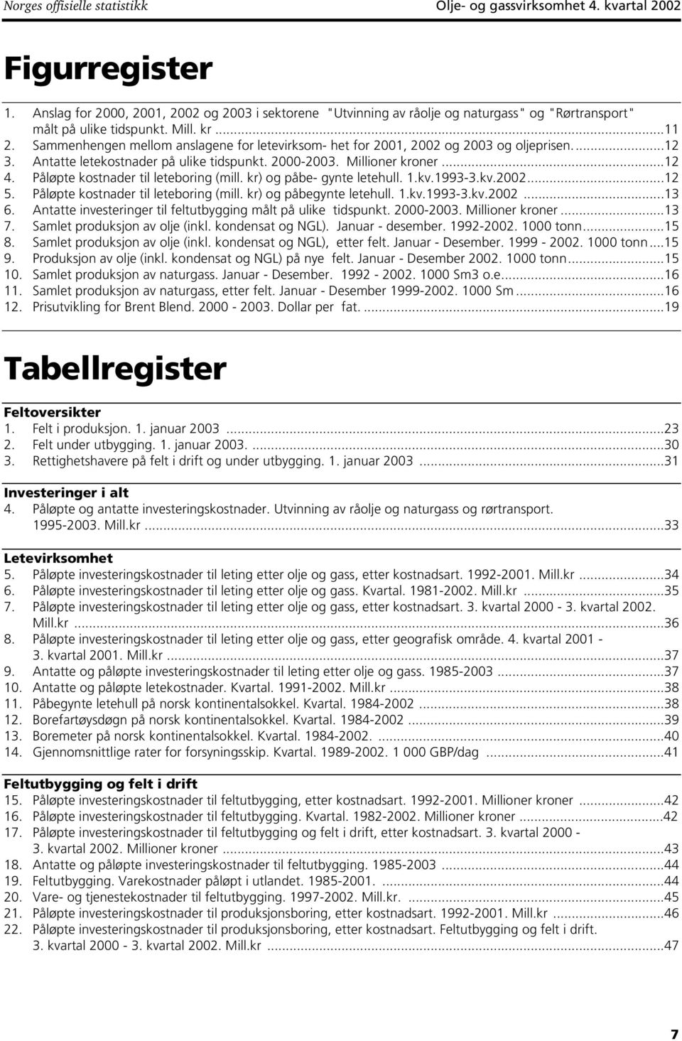 Sammenhengen mellom anslagene for letevirksom- het for 2001, 2002 og 2003 og oljeprisen...12 3. Antatte letekostnader på ulike tidspunkt. 2000-2003. Millioner kroner...12 4.