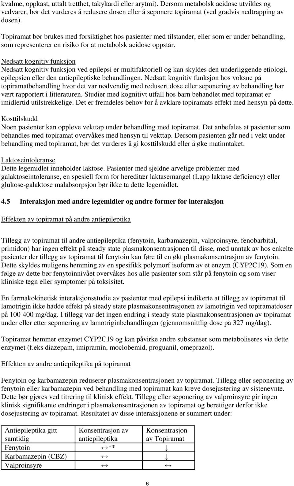 Topiramat bør brukes med forsiktighet hos pasienter med tilstander, eller som er under behandling, som representerer en risiko for at metabolsk acidose oppstår.