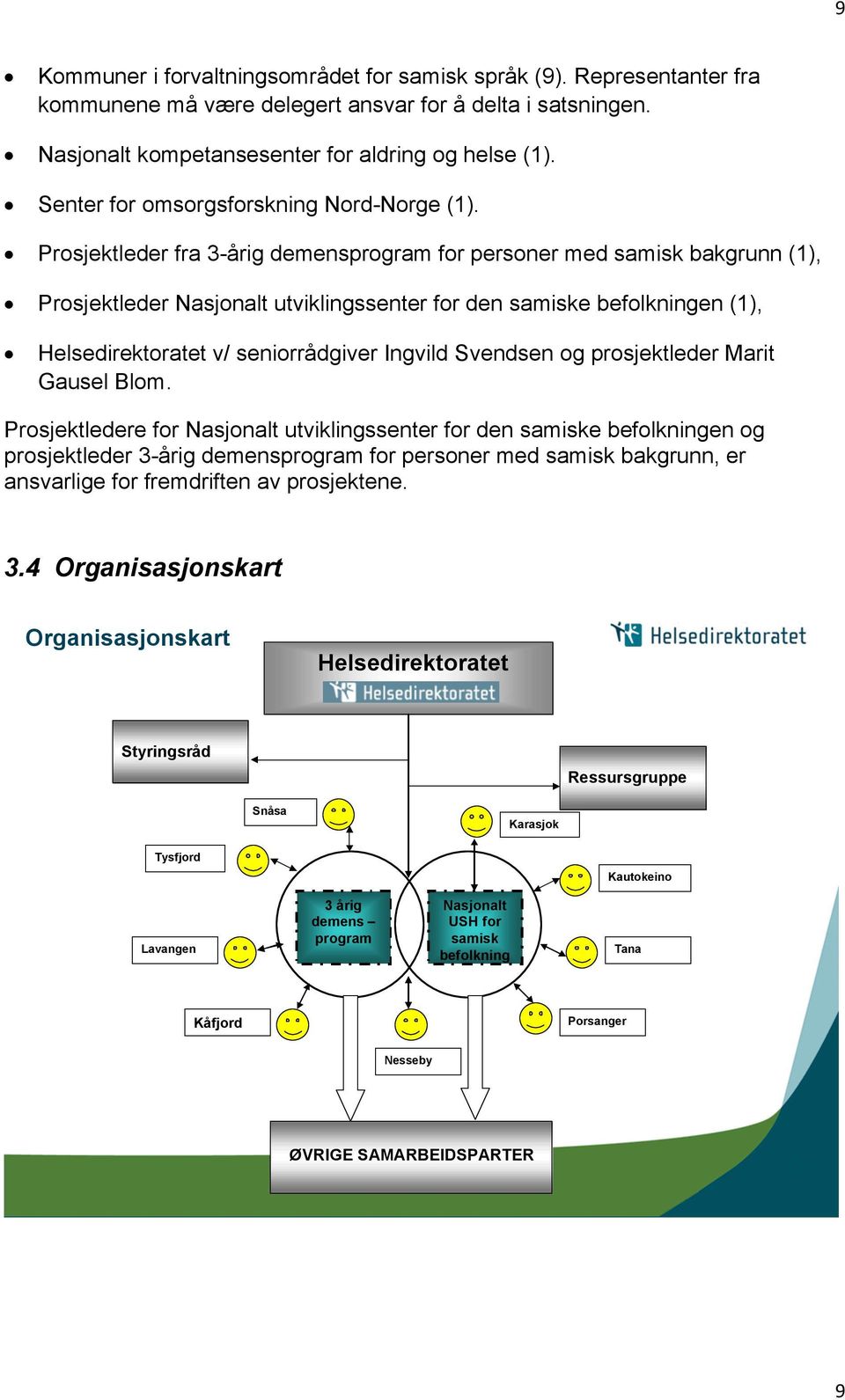 Prosjektleder fra 3-årig demensprogram for personer med samisk bakgrunn (1), Prosjektleder Nasjonalt utviklingssenter for den samiske befolkningen (1), Helsedirektoratet v/ seniorrådgiver Ingvild