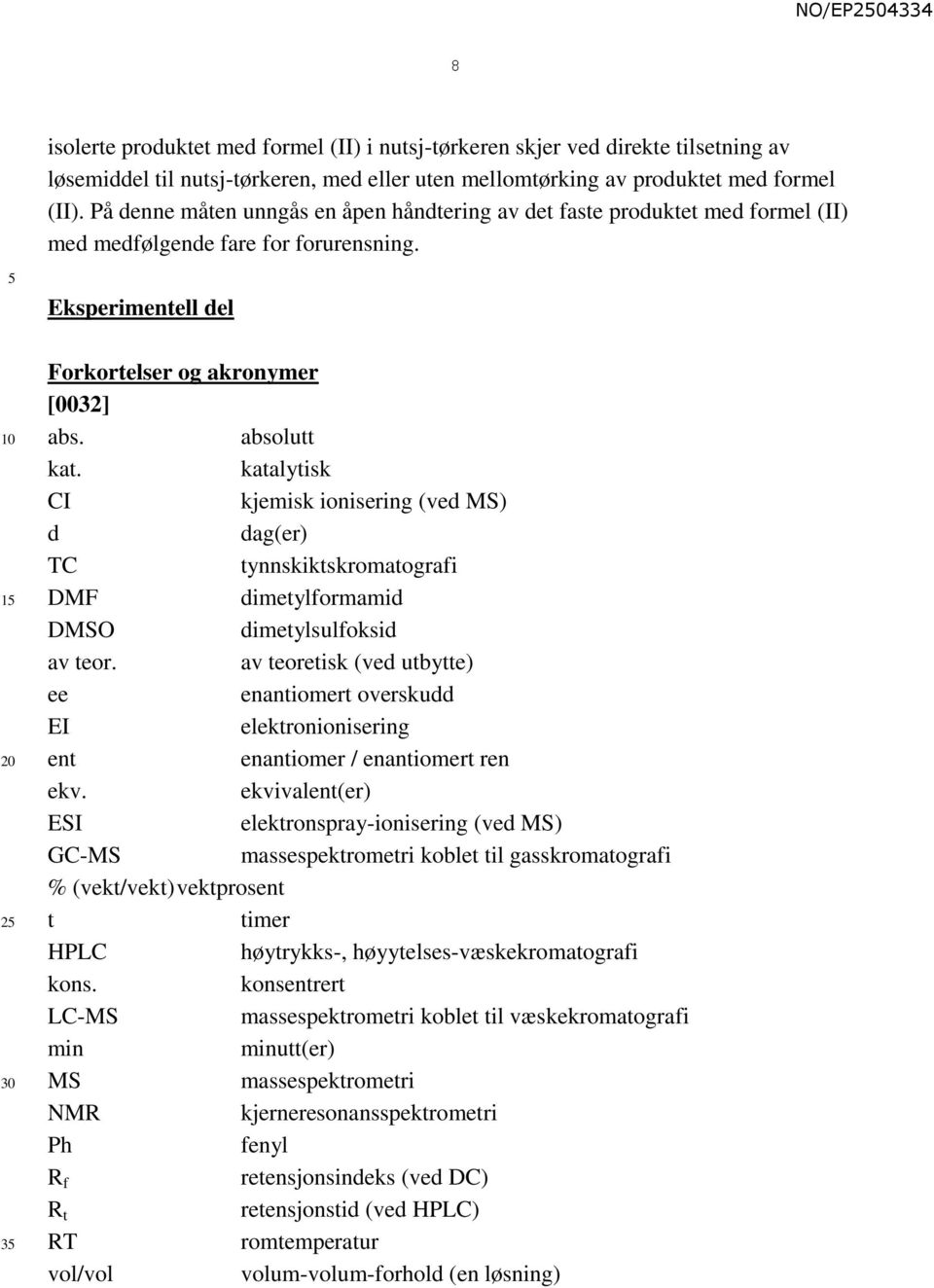 katalytisk CI kjemisk ionisering (ved MS) d dag(er) TC tynnskiktskromatografi DMF dimetylformamid DMSO dimetylsulfoksid av teor.