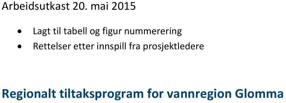 nummerering Rettelser etter innspill