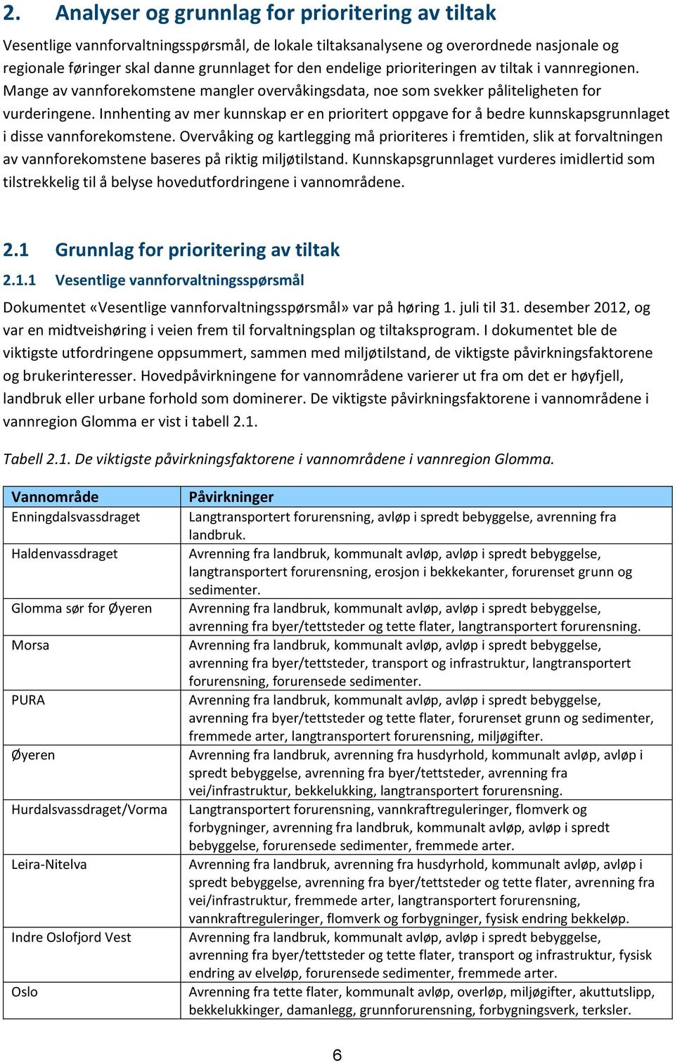 Innhenting av mer kunnskap er en prioritert oppgave for å bedre kunnskapsgrunnlaget i disse vannforekomstene.